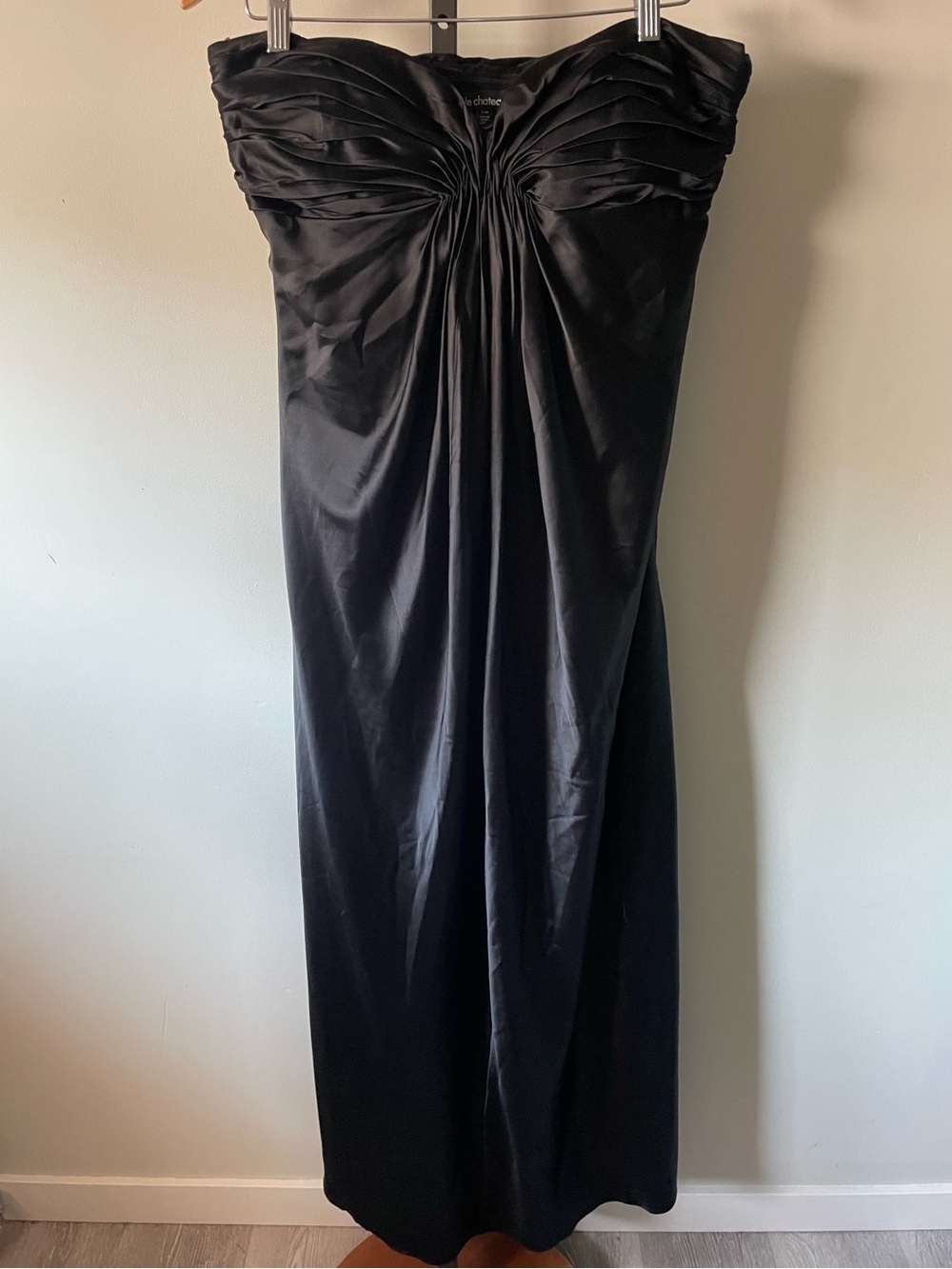 Le Chateau Strapless Sweetheart Gown Dress Satin Ruched Goth Gothic Gala Formal